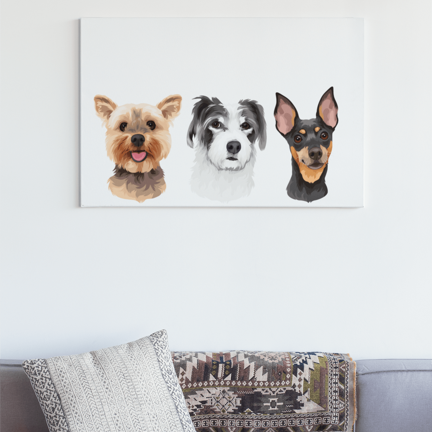 Custom Three Pet Acrylic Portrait